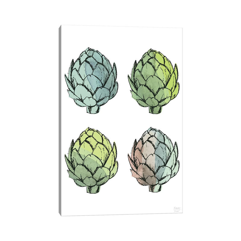 Four Artichokes - Print on Canvas, 152.4cm H x 101.6cm W x 3.81cm D, Wrapped Canvas