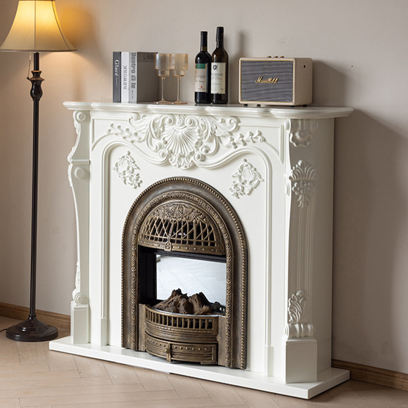 Foyer électrique 55,12 po blanc, Blanc, H 45,28 po x l 55,12 po x P 13,78 po