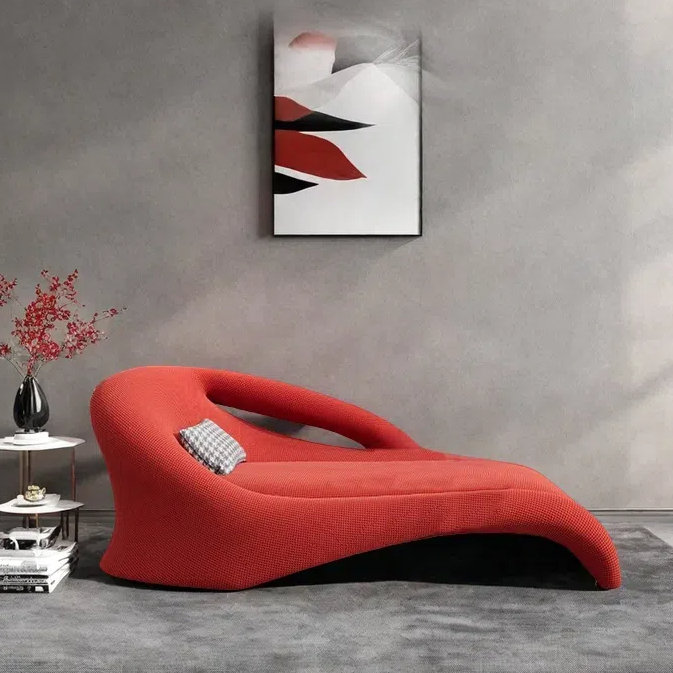 Chaise longue de loisirs créative simple, Orange-rouge
