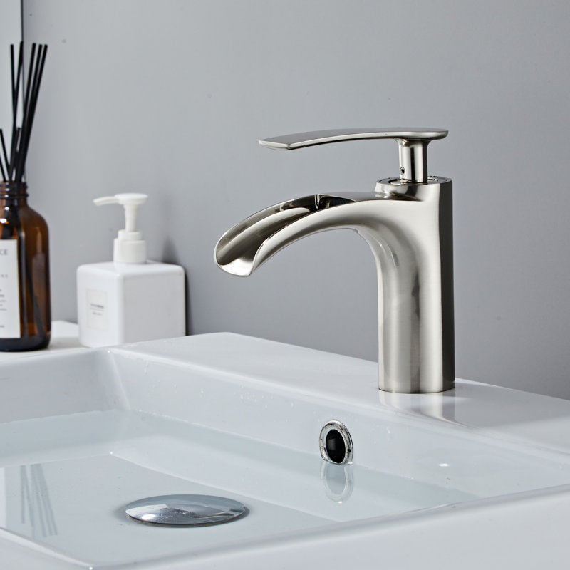 Single Hole Faucet Single-handle Bathroom Faucet With Deck Plate With Drain Assembly, Brushed Nickel