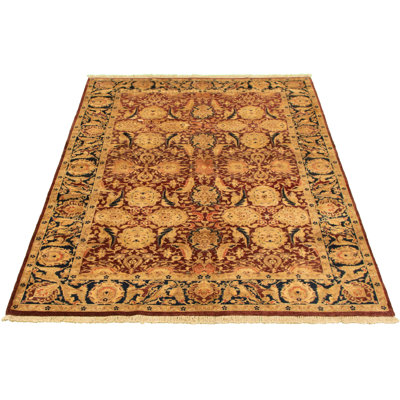 Tapis décoratif en laine noué à la main de conception persane et unique noué à la main new age paki 18/20 rouge foncé 6 pi x 8 pi 10 po