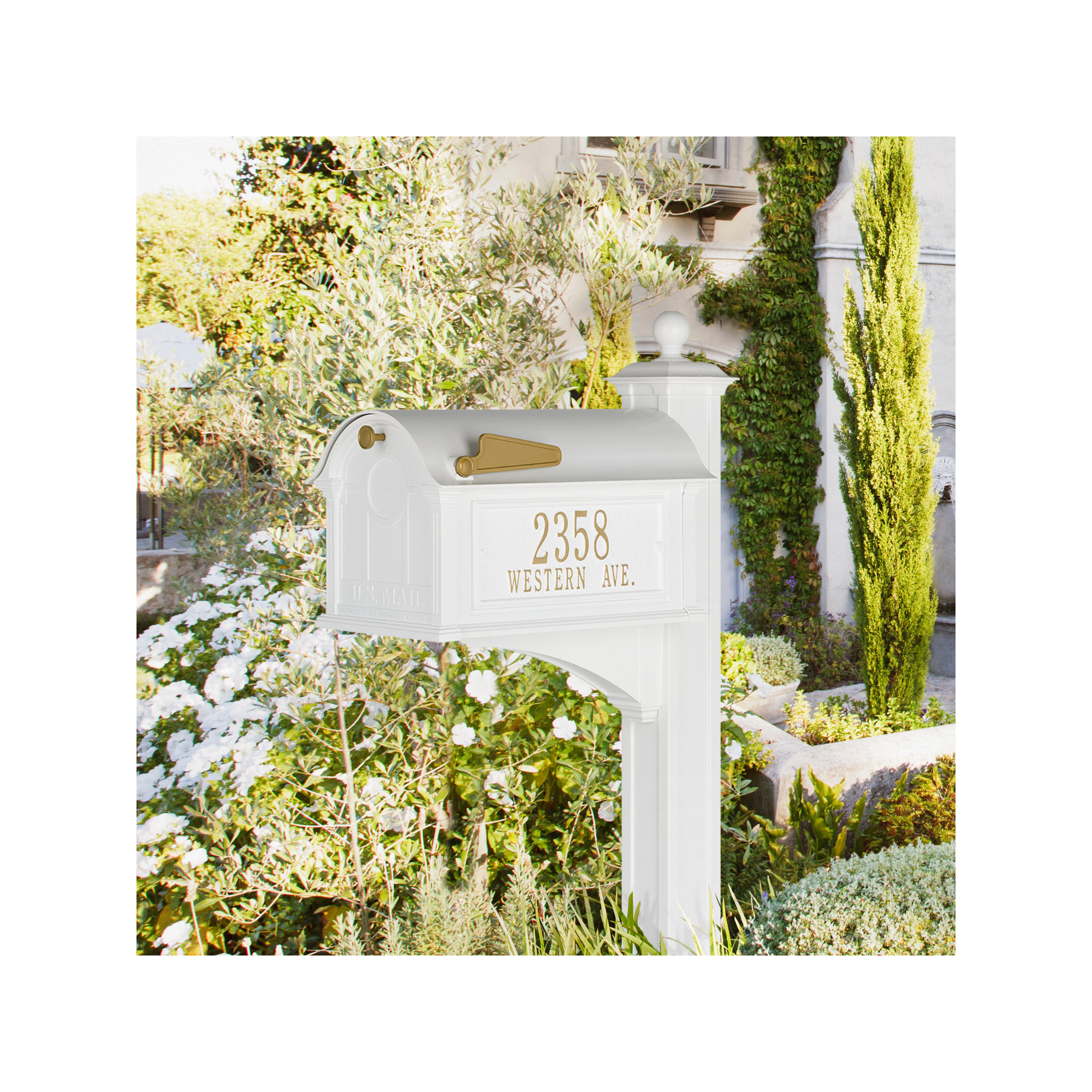 Balmoral Post Mounted Mailbox, White, Yes