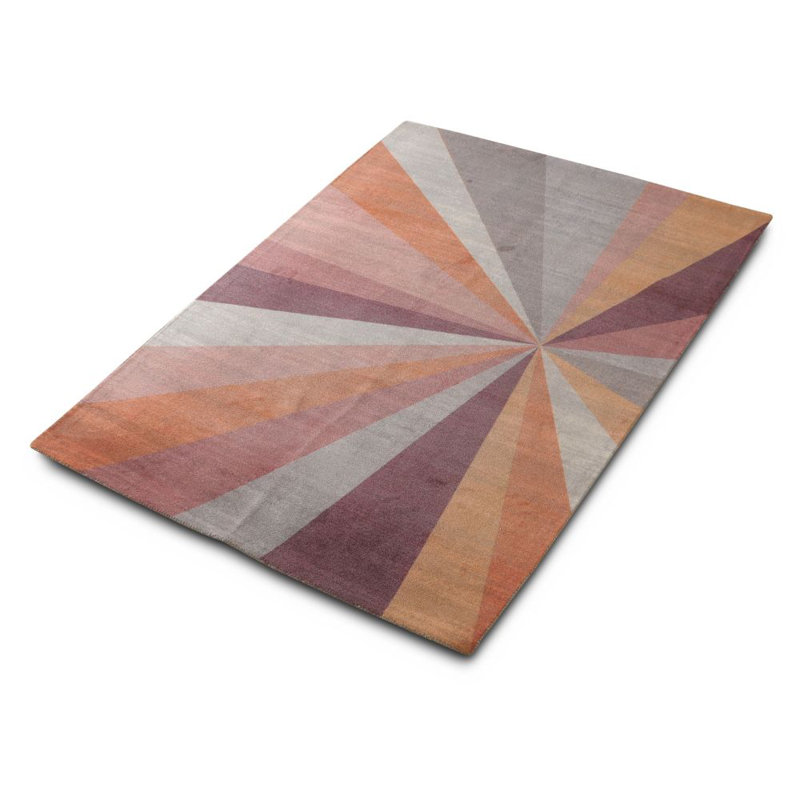 Tapis géométrique or/rose Bovill, Rectangle 7 pi 6 po x 9 pi 6 po
