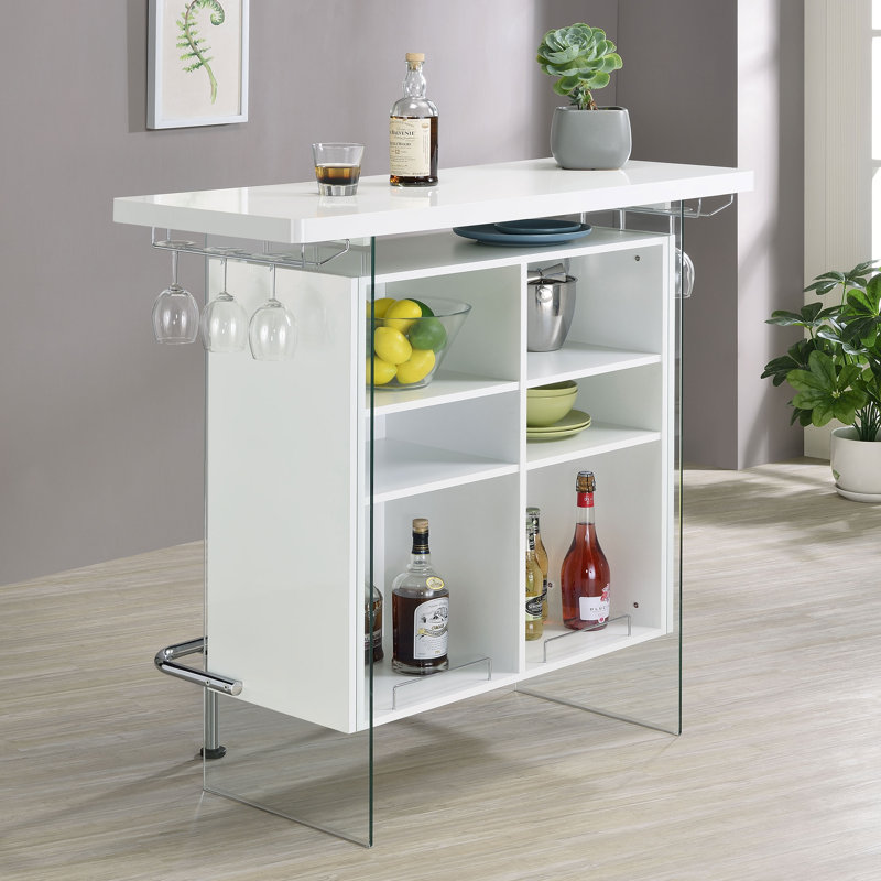 Bar avec rangement pour le vin Ameliyah, Blanc
