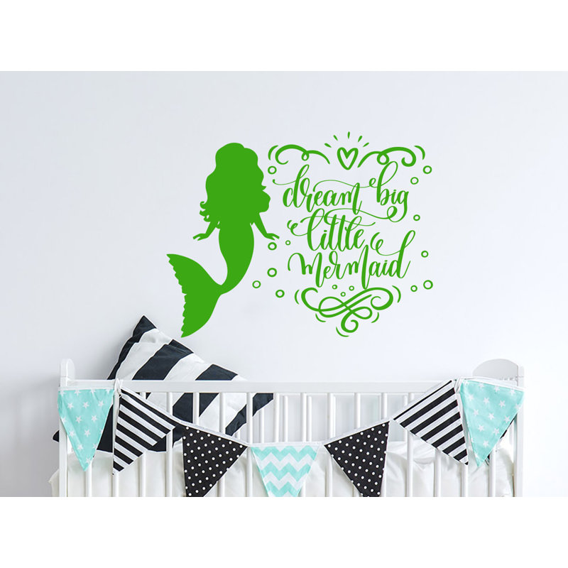 Autocollant mural Dream Big Little Mermaid, Vert lime