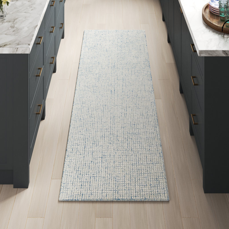 Rowe Handmade Ivory/Blue Rug, Runner 2'3" x 22'