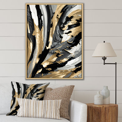 Rhythm Of Pleasure Abstract Black And Gold I - Abstract Painting Wall Art