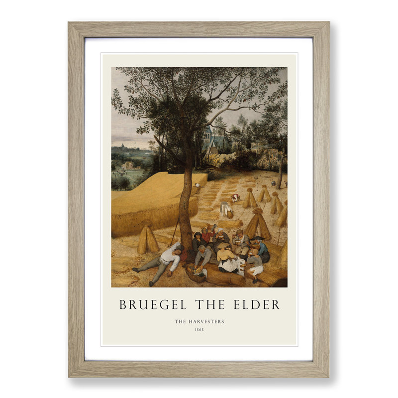 The Harvesters by Pieter Bruegel the Elder - Picture Frame Painting, Oak Framed, 65cm H x 48cm W x 2cm D