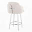 Tabouret de bar à hauteur fixe avec pivot en bois blanc et tissu crème avec repose-pieds rond en chrome, ensemble de 2