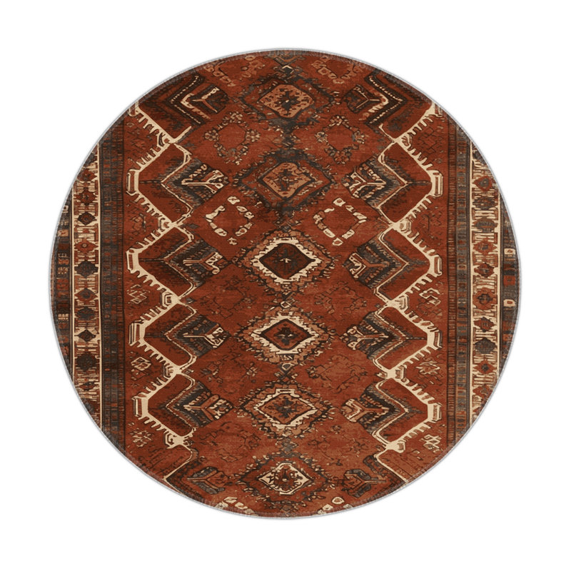 Tapis turc intérieur et extérieur brun, Rond 5 pi