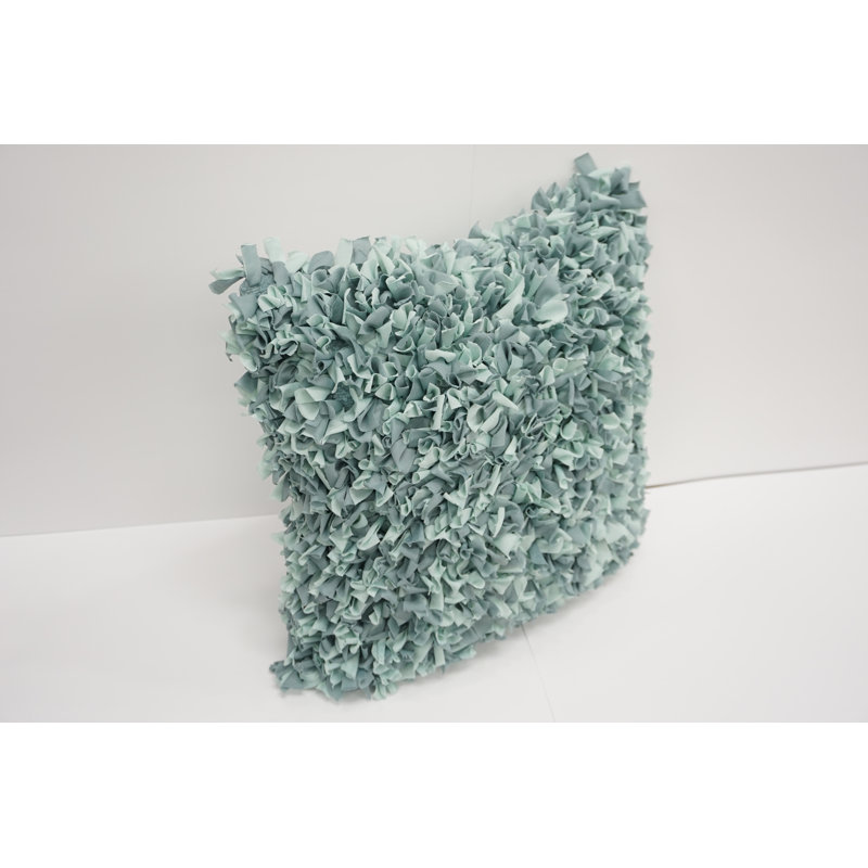 Cotton Blend Reversible Throw Pillow, Light Blue