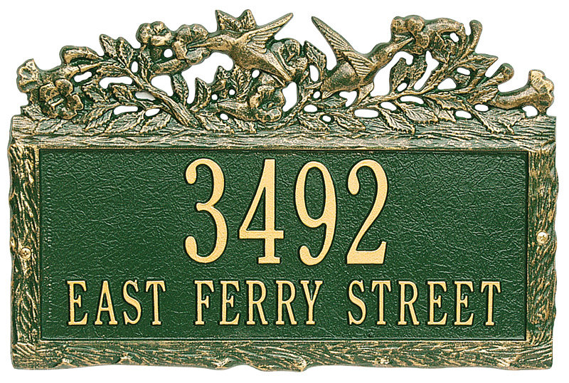 Woodland 2-Line Wall Address Plaque, Black and Gold, Yes