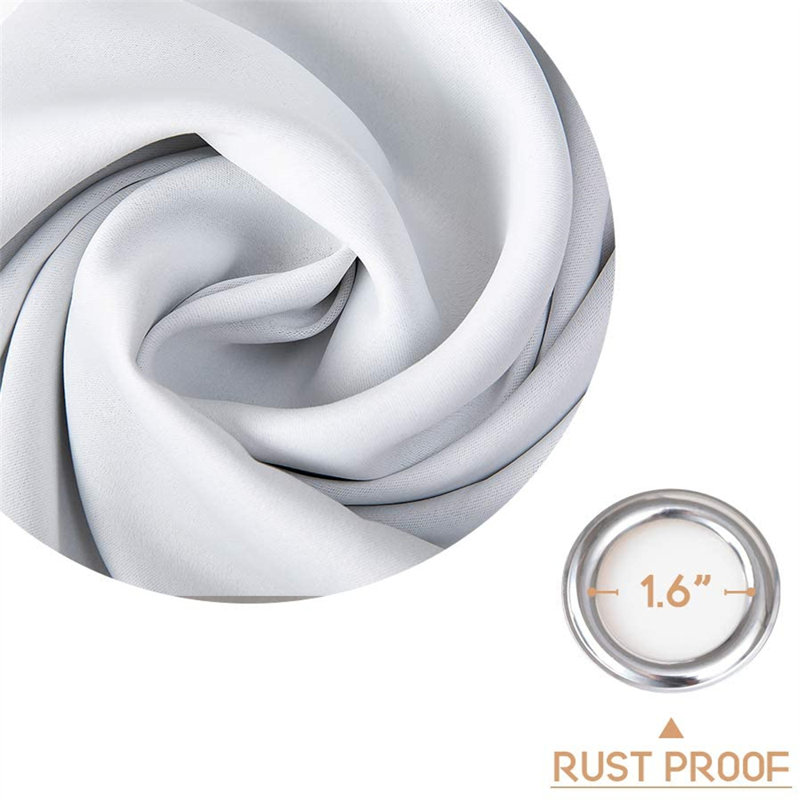 Panneau de rideau simple uni occultant et isolant avec œillets, L 52 po x L 95 po, Blanc grisâtre