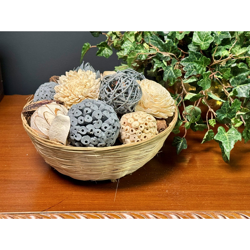 Deco Basket Pods And Orbs Gray