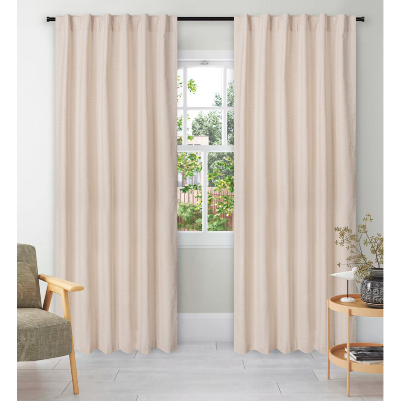 Rideaux en lin et coton, L 50 po x L 108 po, Brun clair naturel
