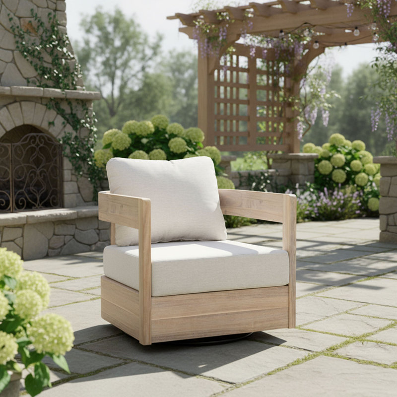 Fauteuil club pivotant en bois Telluride