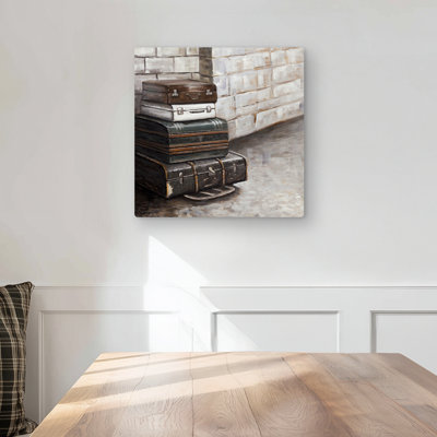 Four Old Traveling Suitcases - Contemporary Metal Print Decor