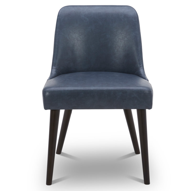 Chaise de salle à manger rembourrée Bremment, Bleu marine