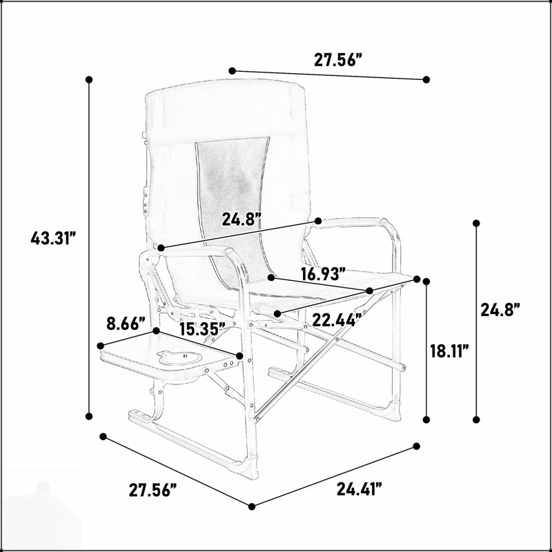 Chaise de réalisateur pliante portative surdimensionnée robuste avec table d'appoint et poche pour les activités de plein air