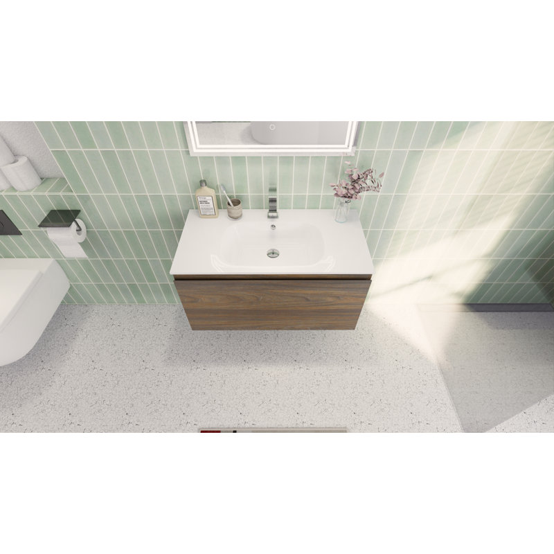Ensemble de meuble-lavabo mural simple 36 "Tristan, Palissandre