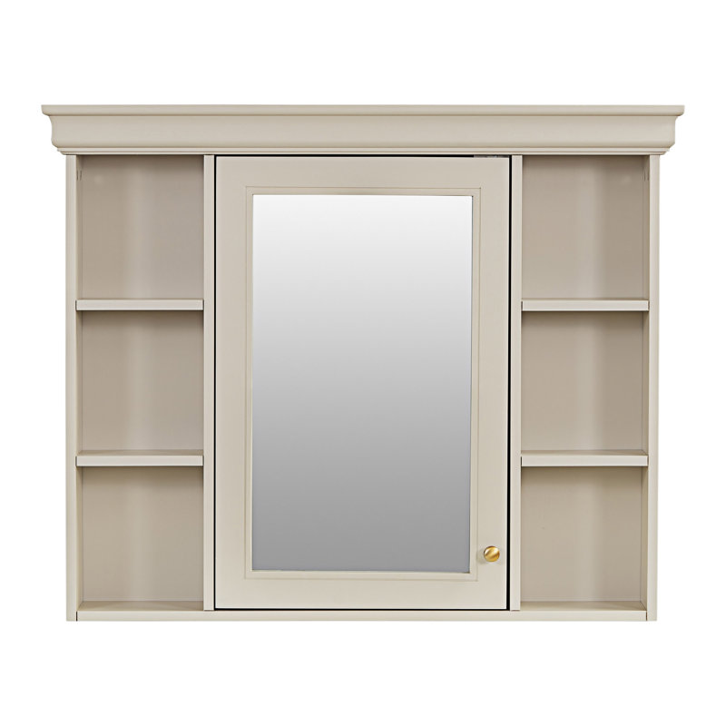 Armoire à pharmacie murale avec porte miroir, Beige-crème