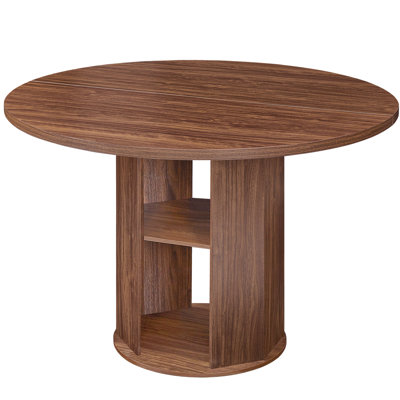 43.3" Round Round Dining Table for 2-3，Kitchen Dining Room Table with Storage，Pedestal Dining Table