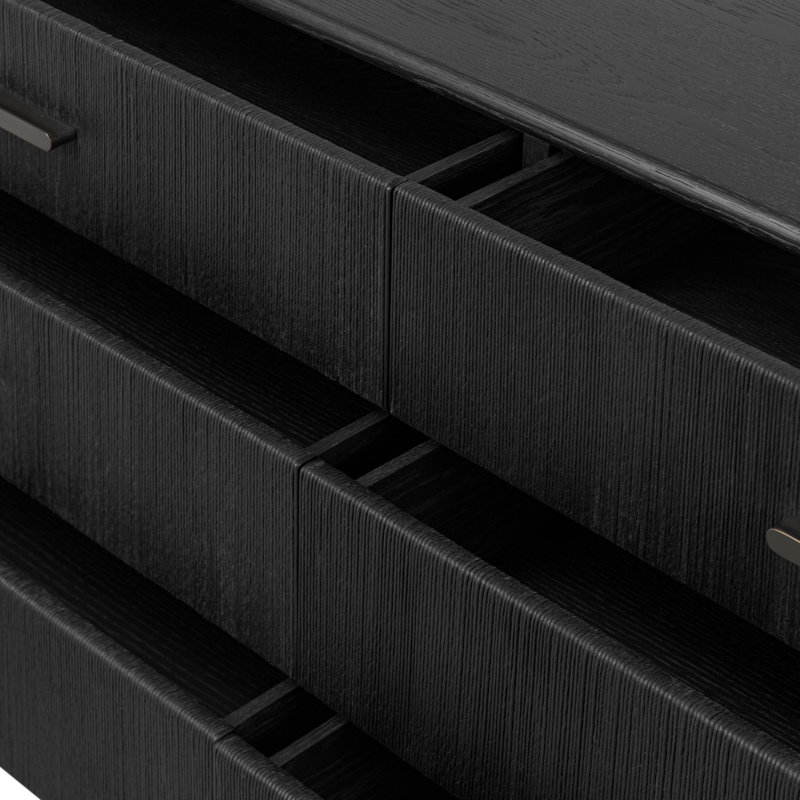 Rosenell 6 Drawer Dresser, Black Oak Veneer