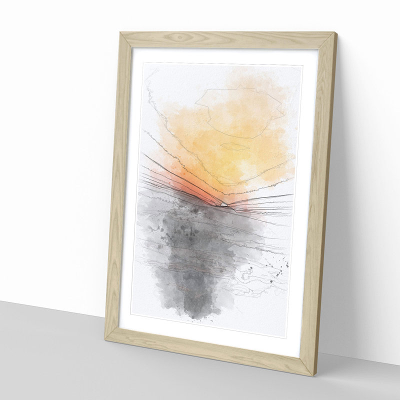 Indian Sunrise - Single Picture Frame Painting on MDF, Oak Framed, 63cm H x 45cm W x 2cm D