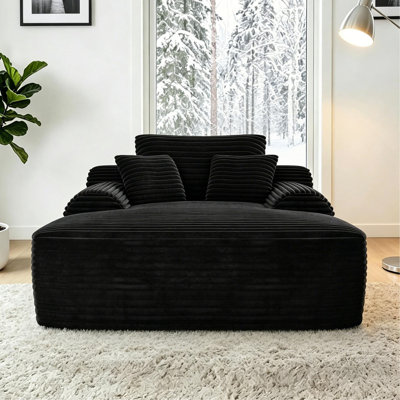 Chaise longue convertible moelleuse avec accoudoirs larges et coussins décoratifs, canapé-lit douillet sans accoudoirs, avec porte-gobelet, pour le salon, la chambre à coucher, aucun assemblage requis