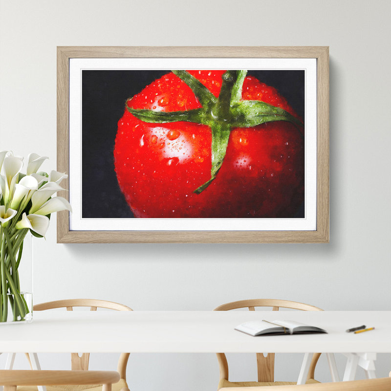 Red Tomatoes - Picture Frame Painting Print, Oak Framed, 45cm H x 63cm W x 2cm D