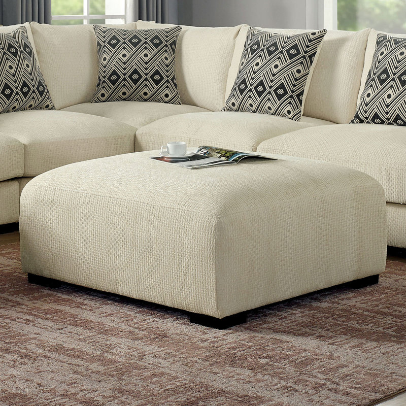Repose-pieds rembourré de style contemporain, Chenille beige