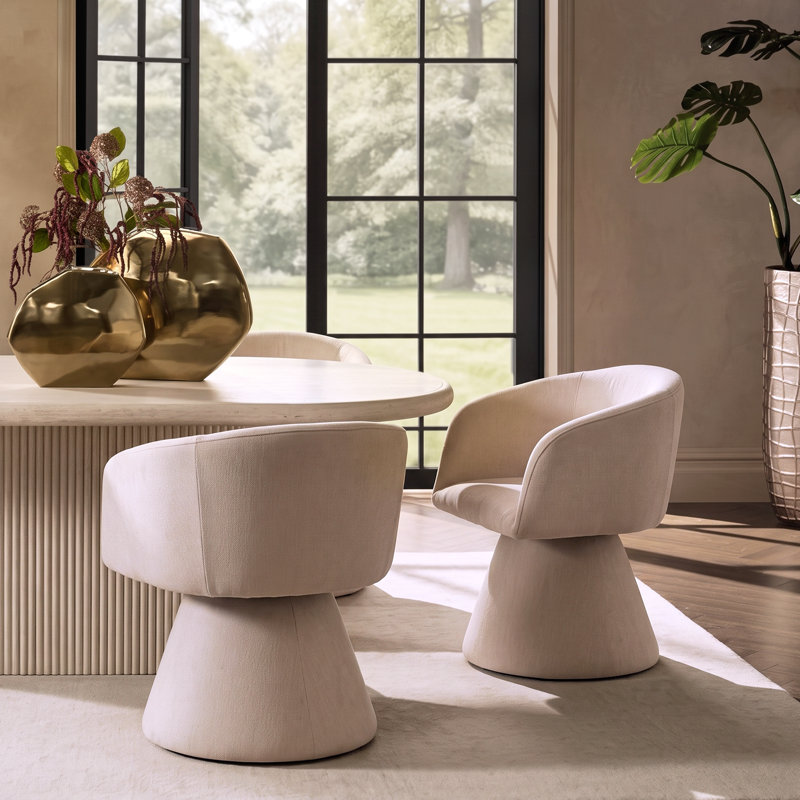Chaises de salle à manger pivotantes rembourrées avec piédestal Swainswick, Beige