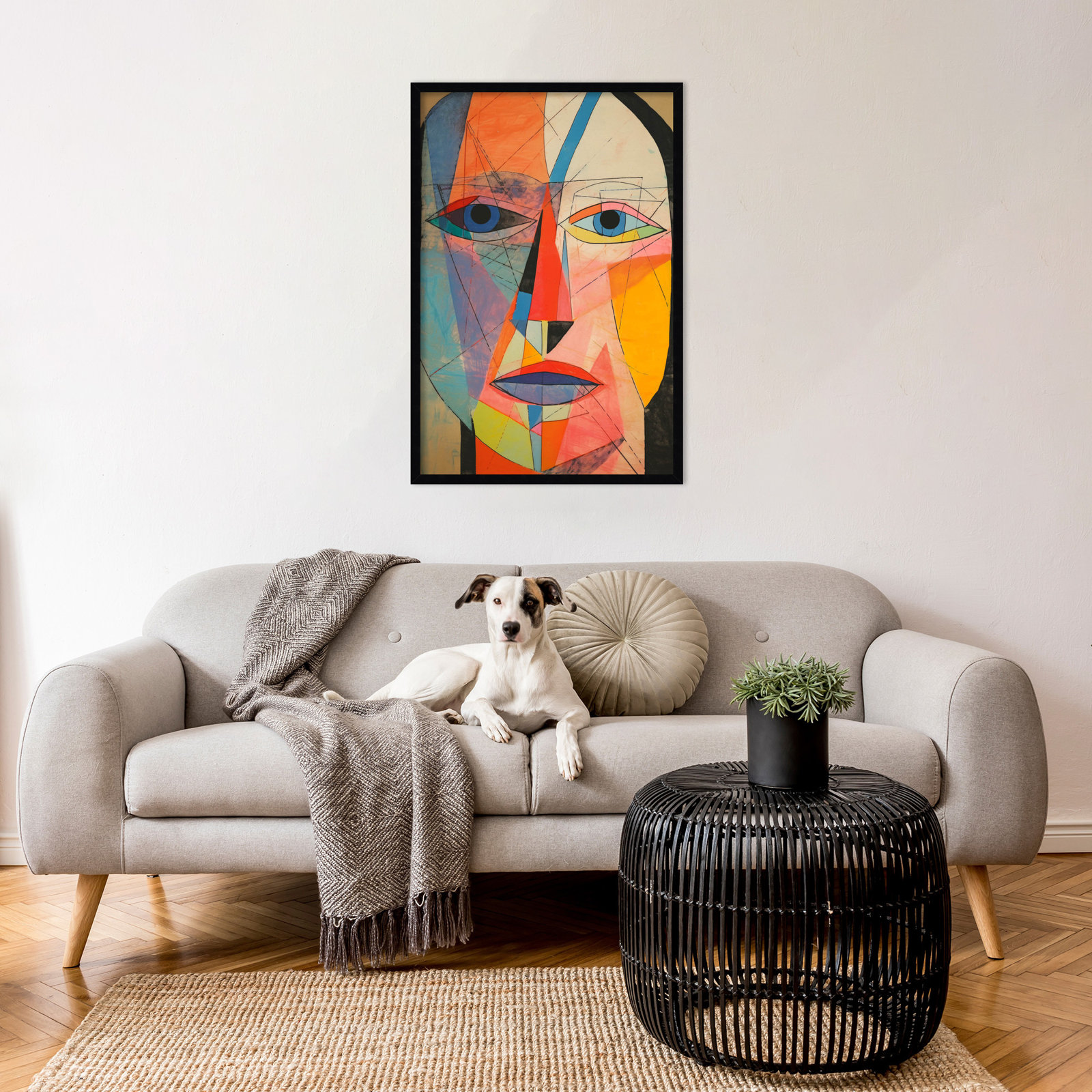 The Face Print by Treechild, 33" H x 23" W, Black