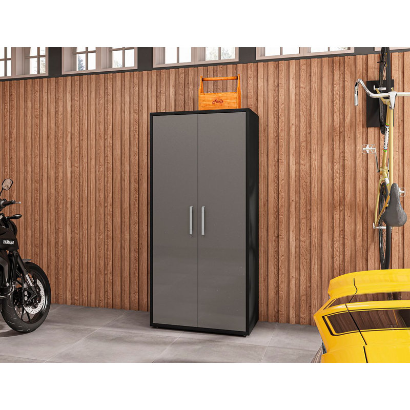 Eiffel 73.43" H x 35.43" W x 17.72" Garage Cabinet with Adjustable Shelves, White Gloss