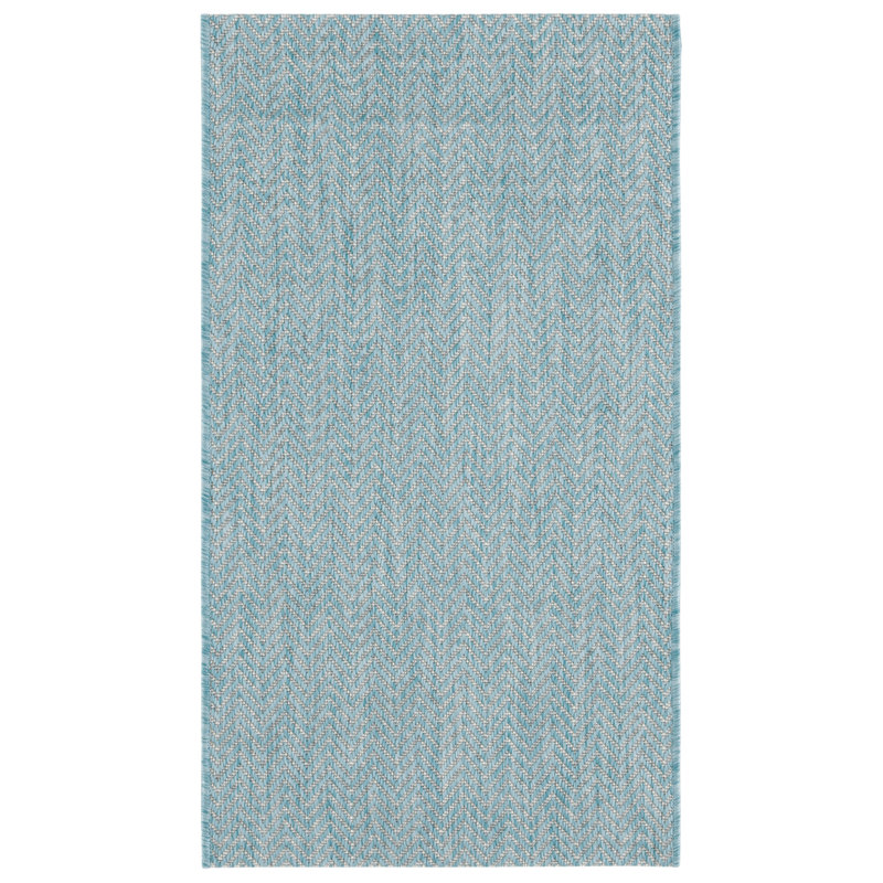 Casmir Aqua/Grey Indoor/Outdoor Rug, Rectangle 61 x 109 cm