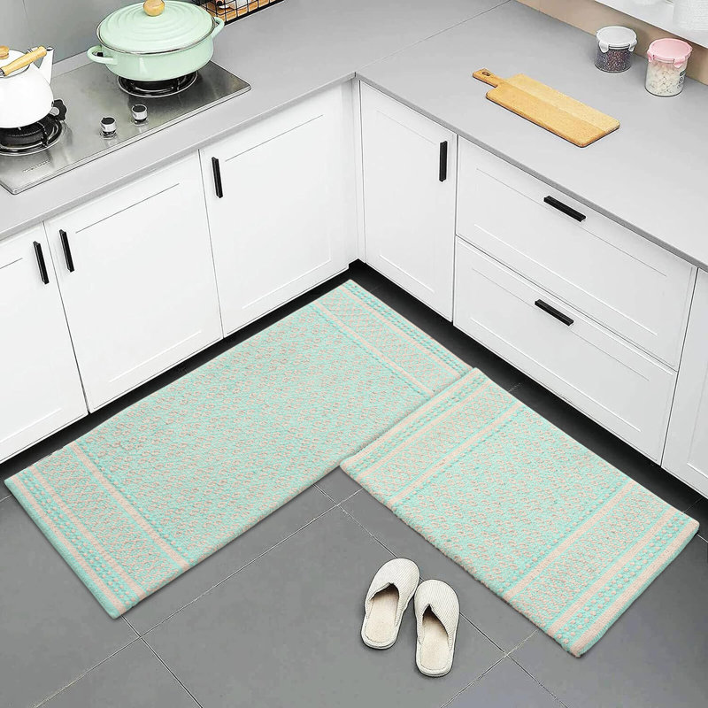 Clemen Anti-Fatigue Non-Skid Kitchen Mat, Aqua