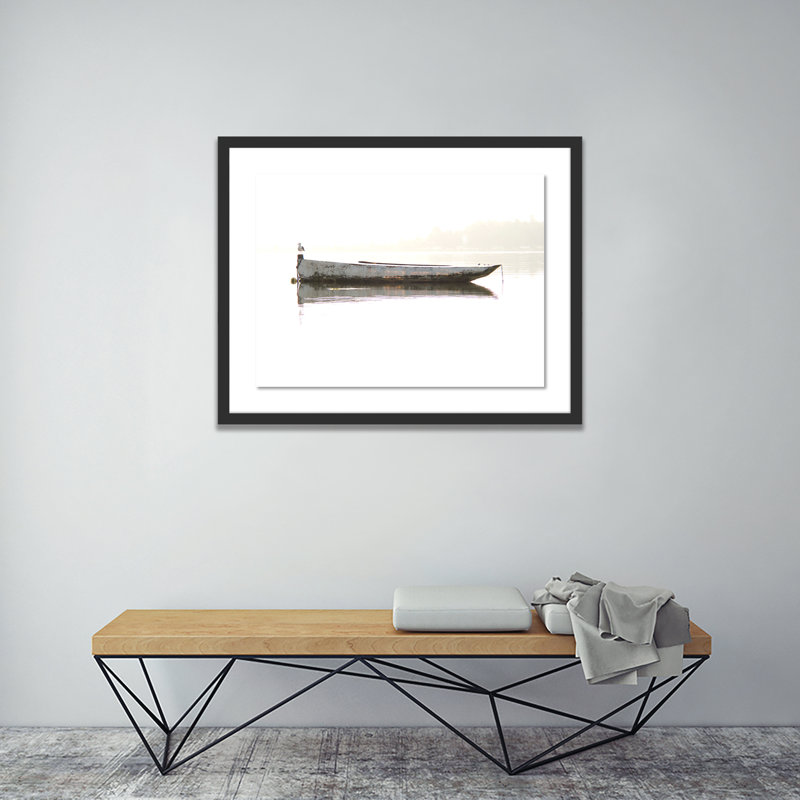 Oyster Skiff Print by Geoffrey Baris, 19" H x 24" W x 1.5" D, Black