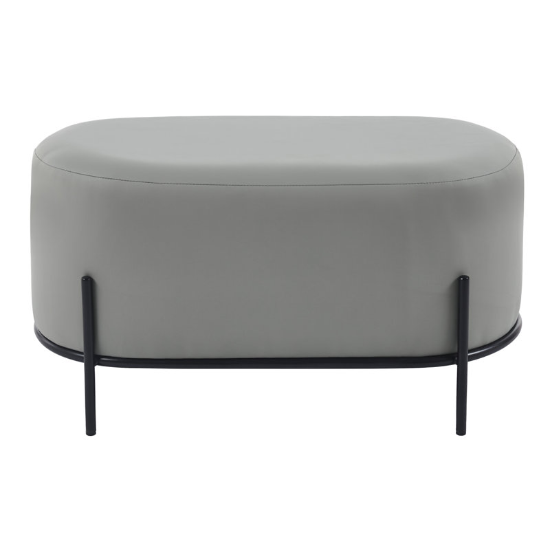 Banc en cuir Caeso avec pieds en métal, Gris