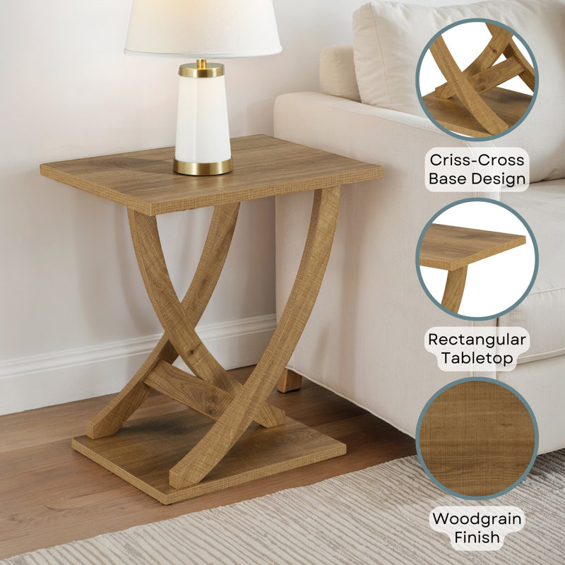 Arbri 22" W Criss-Cross Chairside End Table, Weathered Brown
