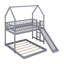 House Bunk Bed With Slide, Wood Twin Over Full L-Shape-958026095