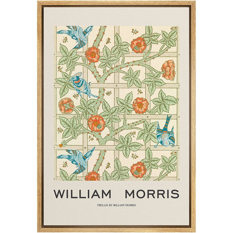 «Classical Artwork», reproduction d'art sur toile, fleur de jardin, treillis par William Morris, H 24 po x l 16 po, Naturel
