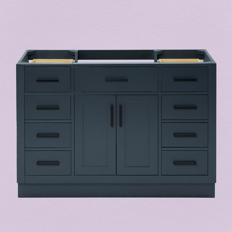 48" Single Bathroom Vanity Base Only, Midnight Blue, Matte Black