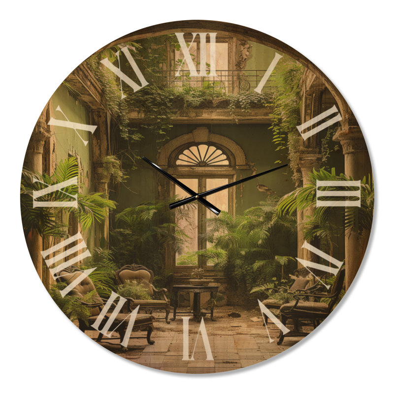Très grande horloge murale ronde en bois - Oasis de charme colonial de Cuba, Oversized