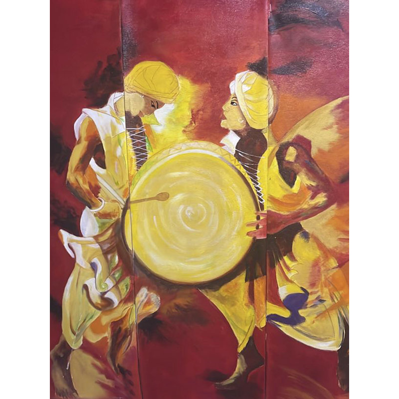 Rythme de Dhol | Acrylique sur toile | Peinture de Ravi Upadhyay