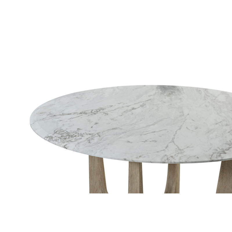 Repose Round Marble Dining Table, Gray Oak