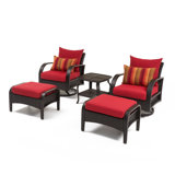 Barcelo 5 Piece Rattan Conversation Set with Cushions