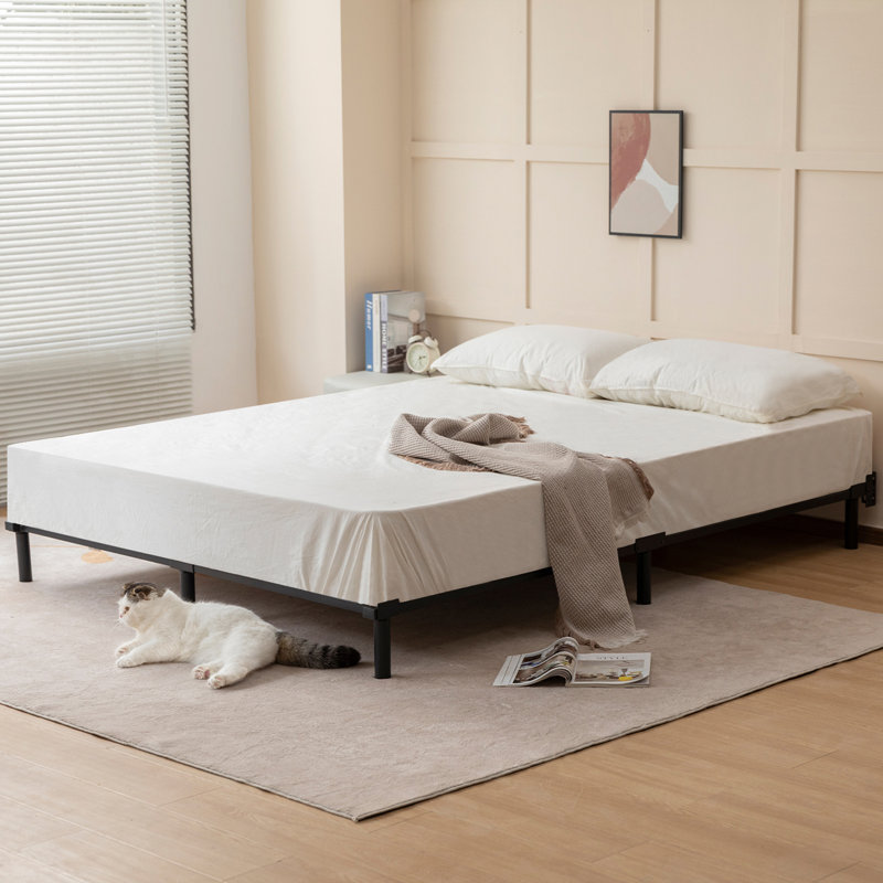 7'' Expandable Steel Bed Frame Noiseless Tool-Free Easy Assembly, No Boxspring Needed, Queen