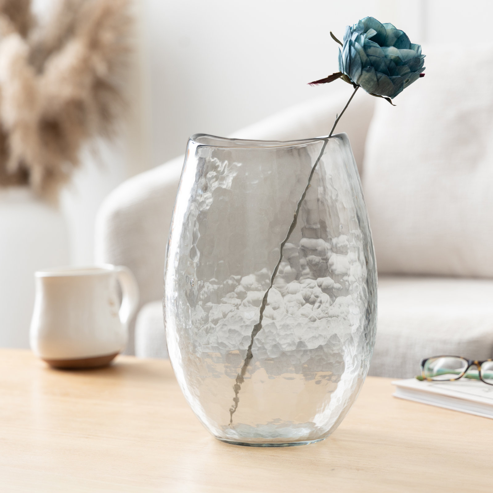 Glass Table Vase, 14" H x 9" W x 9" D