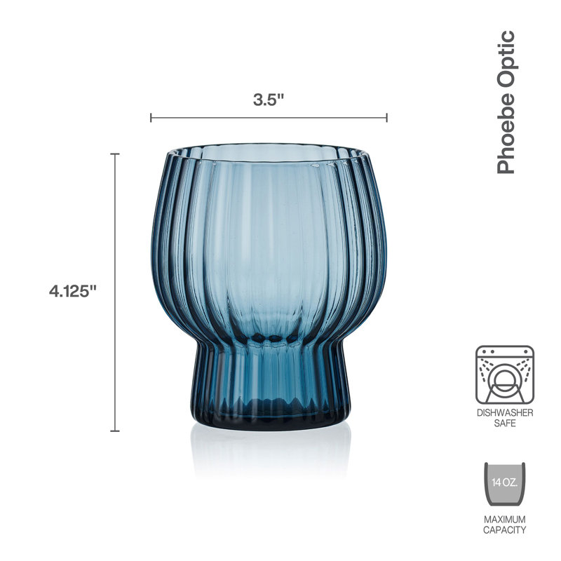 Ensemble de 4 verres à whisky Mikasa Phoebe Optic, Bleu