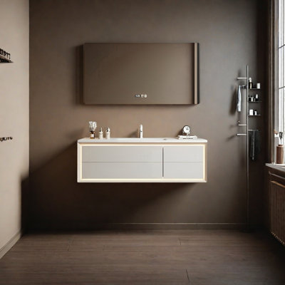 Simple and modern cream-style bathroom cabinet